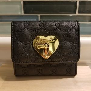 Black mini Betsey Johnson trifold wallet